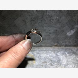 Slvring med 14 krt. guld bnd