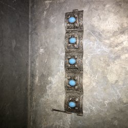 2.nd Hand - Bred slvarmring med turkis