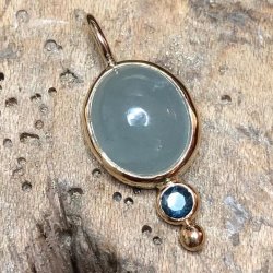 Vedhng i guld med Aquamarin og Safir