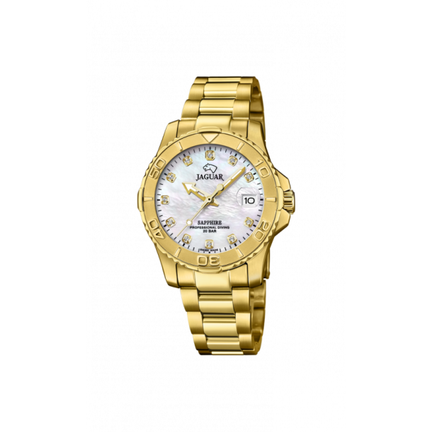 Lady's Diver guldbelagt ur med hvid skive
